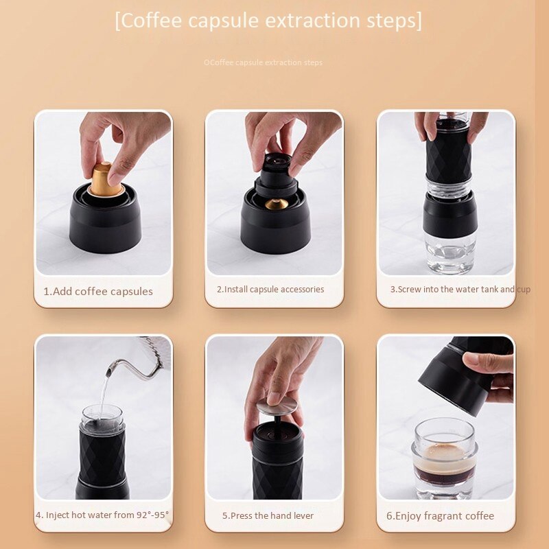 Manual Coffee Machine Portable Espresso Coffee Maker Outdoor Travel Hand Press Powder/Capsule Coffee Machine