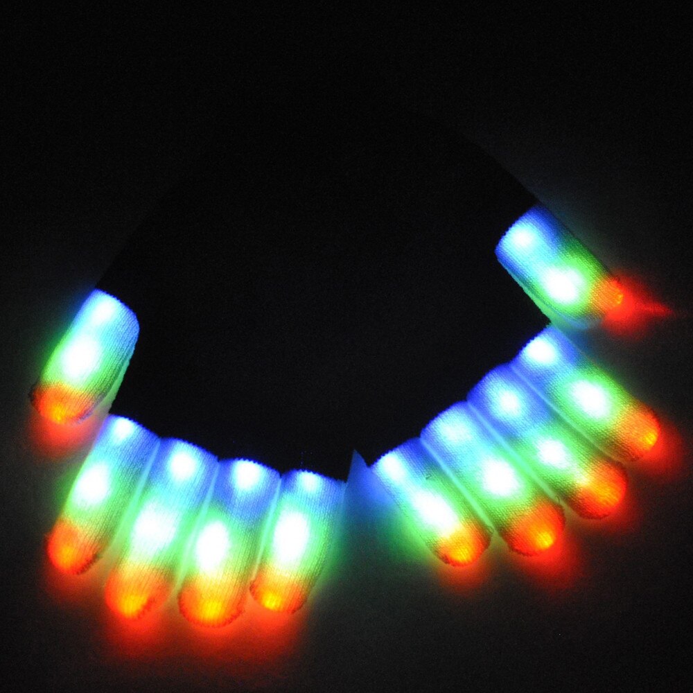 freundlicher LED Finger Beleuchtung LED Bunte Rave Handschuhe 7 Farben Licht Show Weichen Schwarz Weiß Stoff Mit freundlicher Handschuhe