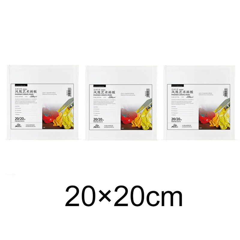 PHOENIX Canvas Panel Pure Cotton Drawing Board Oil Acrylic Painting Square Rectangle Round Oval Shape: 20x20 square