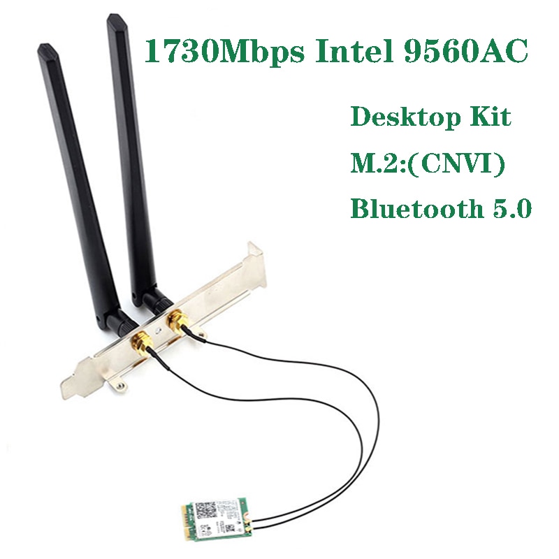 Wireless Wifi Adapter 1730Mbps For Intel Dual Band AC 9560 Desktop Kit Bluetooth 5.0 802.11ac M.2 CNVI 9560NGW With Antennas