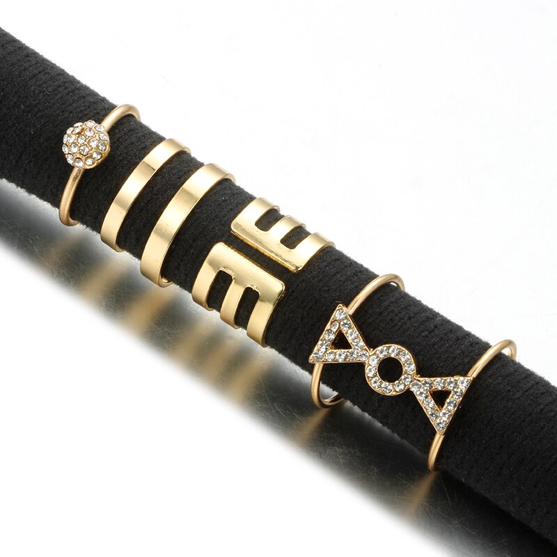 Docona Böhmischen Geometrischen Hohl Runde Dreieck Ring für Frauen Gold Kristall Knuckle Ringe Midi Finger Anel Ringe Schmuck 6736
