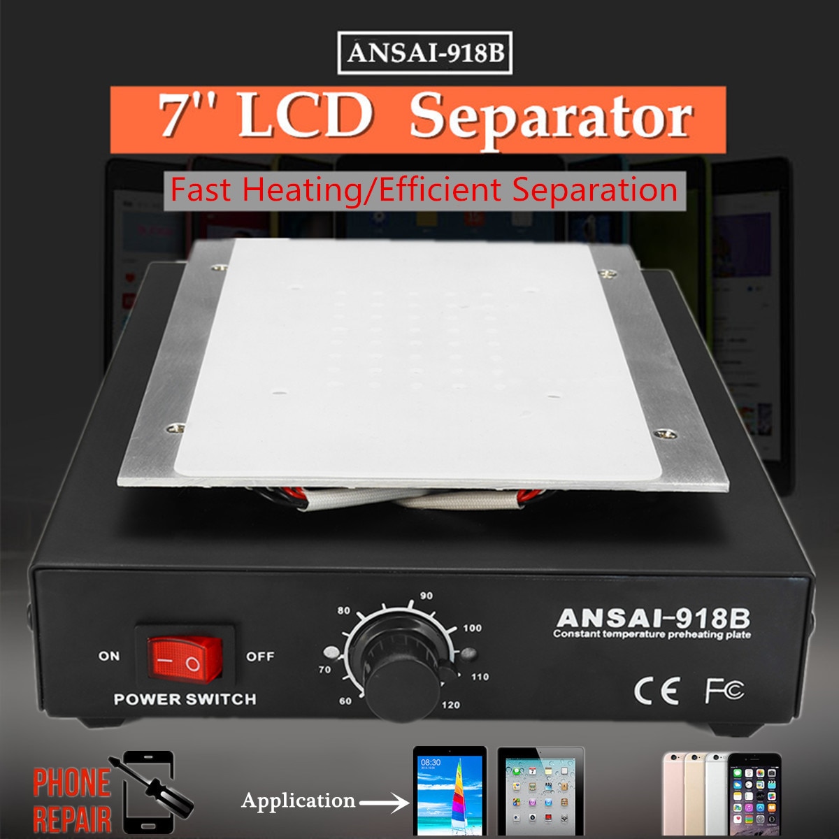 Separador de pantalla de 450W, máquina de reparación de Metal con Calefacción Automática para teléfono, eliminación de vidrio, placa para plataforma, separadores de pantalla LCD