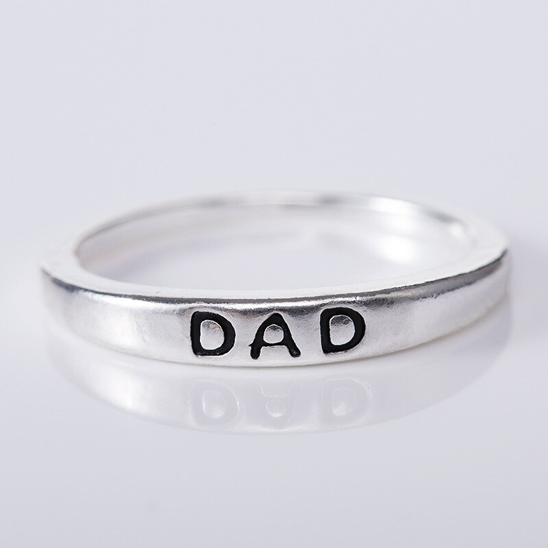 Modyle Klassieke Zilveren Kleur Ring Sieraden Brief Mama en Papa Ring voor Vrouwen Man Clear Mode Vaderdag Moeder dag