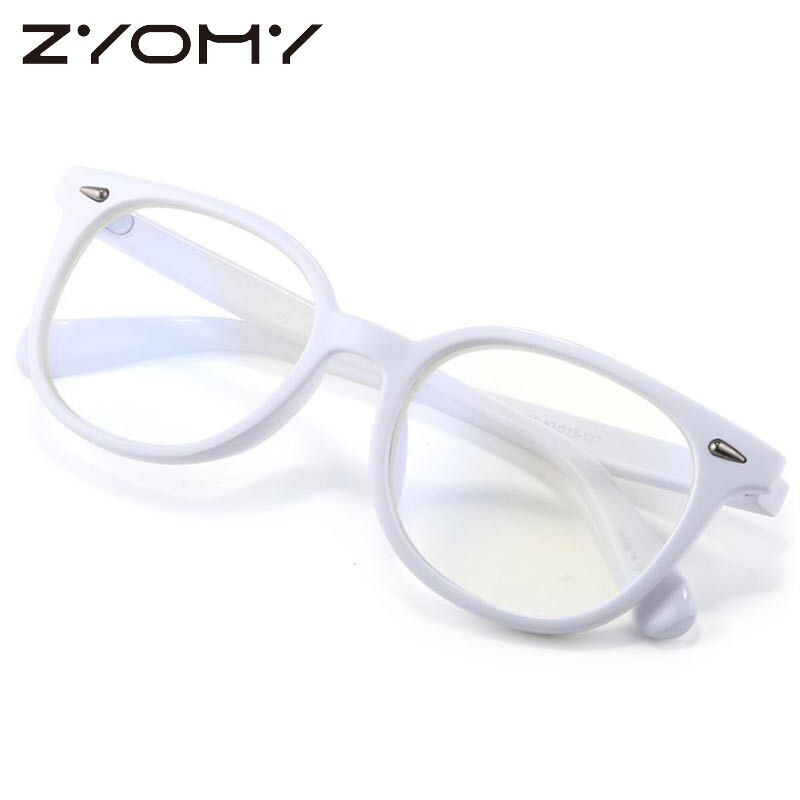 Retro anti-blauwe straling optische brilmontuur vintage ronde montuur heren dames bril leesbril computerbril: Wit