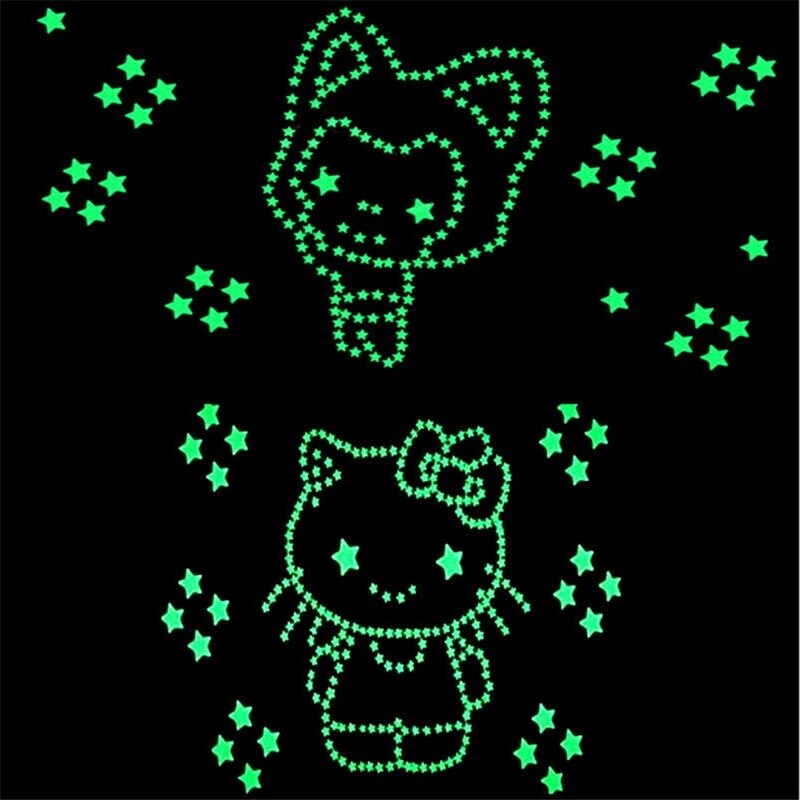 100 stk lysende stjerner wallstickers plastik fluorescerende klistermærker børneværelse boligindretning soveværelse 3d #39