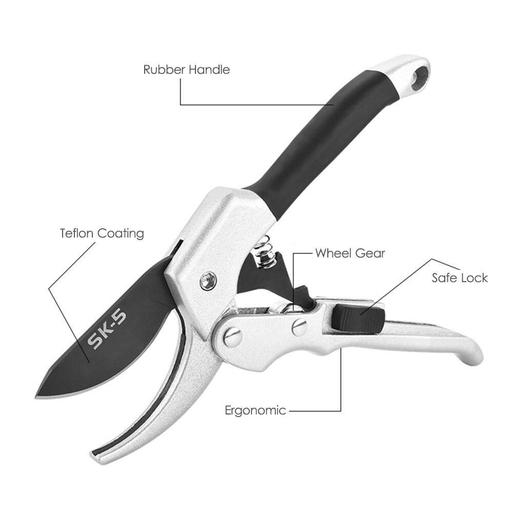 Anvil Pruner Hand Pruning Shears Branch Trimmer Tree Limb Cutter Scecateur Gardening Tool Cut Up to 3/4" for Garden Plants Roses: Default Title