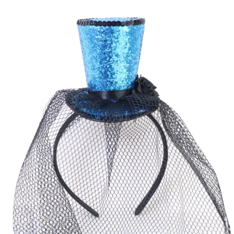 Slør top hat fascinators hårbøjle tehat til piger børn vintage pilleæskehat tehat fascinators halloween: Lilla