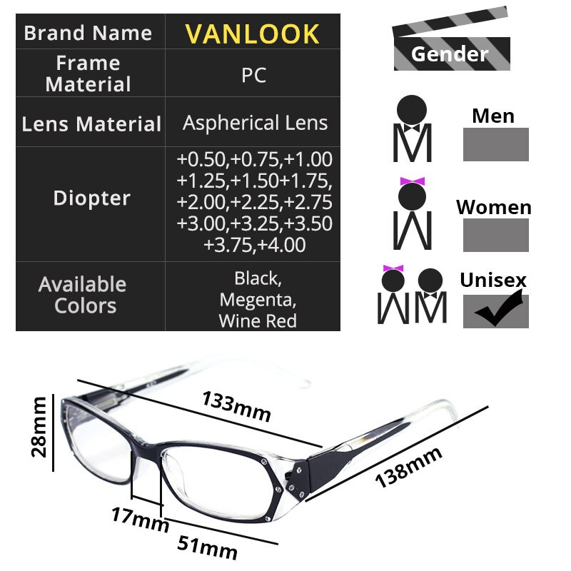 Rhinestone Reading Glasses Women Gafas de Lectura Eyeglass Spectacles Frames +50 +75 100 125 150 175 200 250 300 350 400
