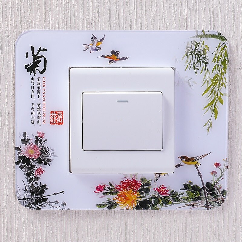 Traditional chinese style Acrylic Socket switch sticker Wall stickers Home decor Living room decoration Light switch cover plate