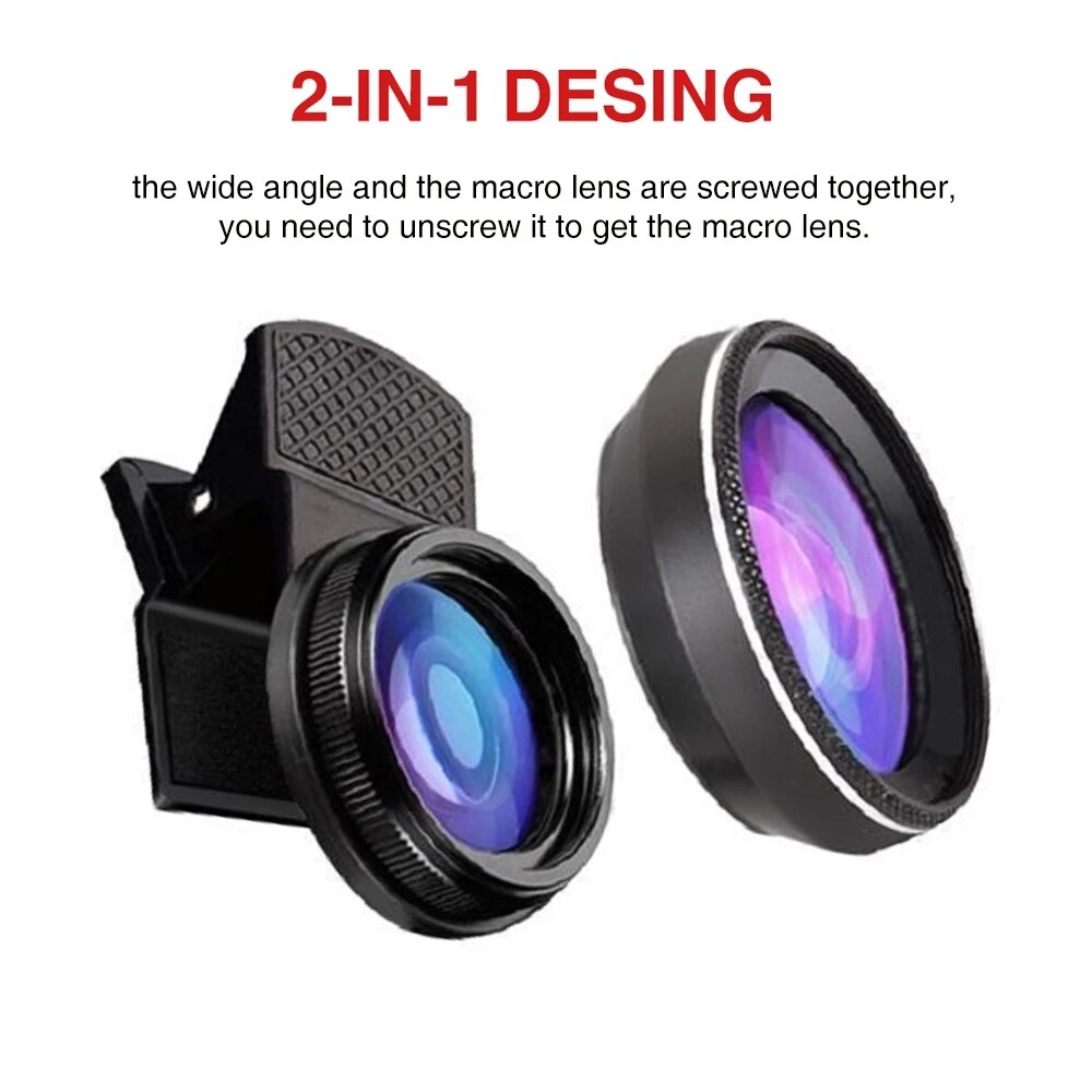 Hd 2in1 Lens 0.45X Super Groothoek + 15X Macro Telefoon Camera Lens Kit 2 Functies Universele Voor Iphone Smartphone samsung Xiaomi