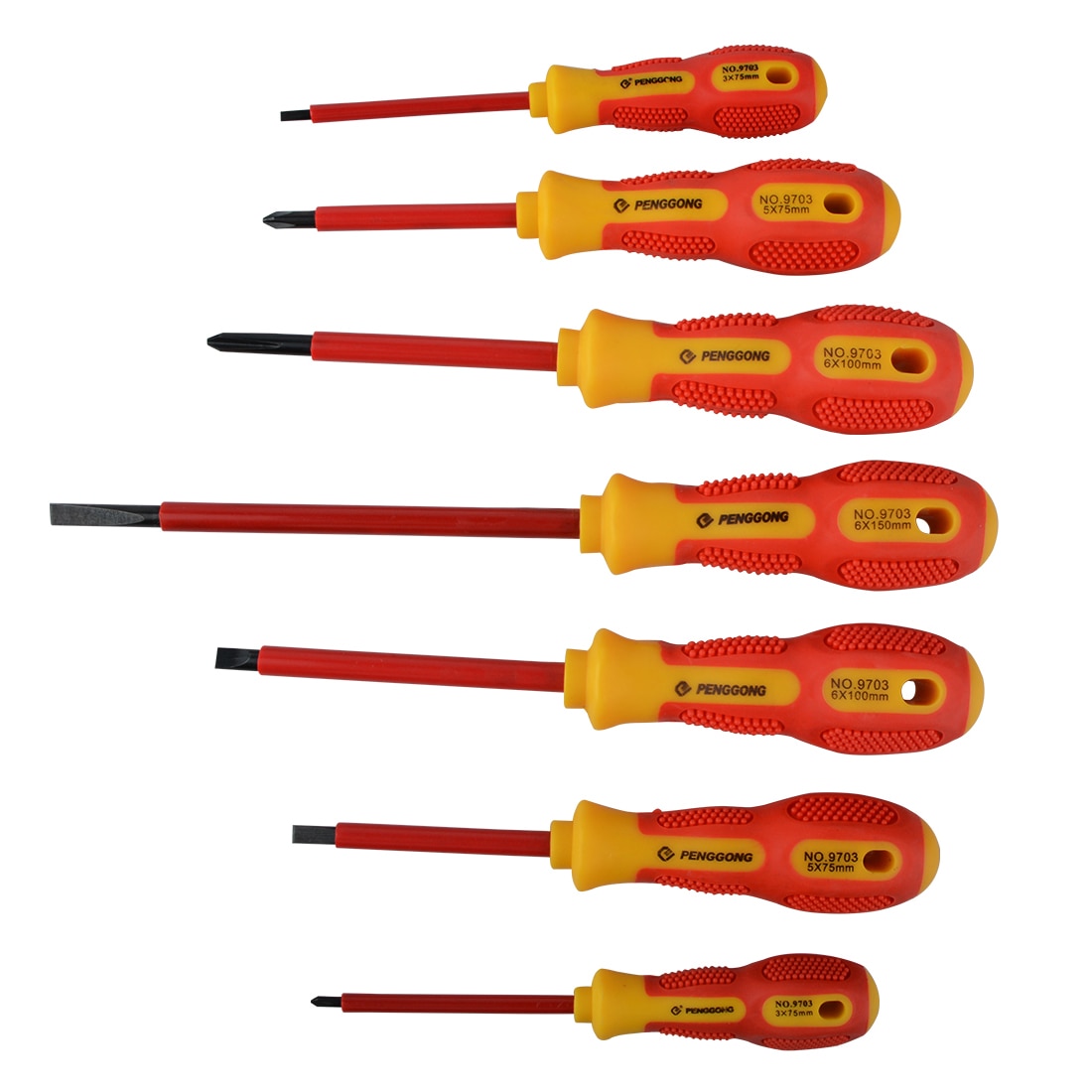 1 stuks geïsoleerde schroevendraaier met spanningsbestendigheid, 1000v precisie magnetische sleufschroevendraaiers voor elektriciens, handgereedschapset