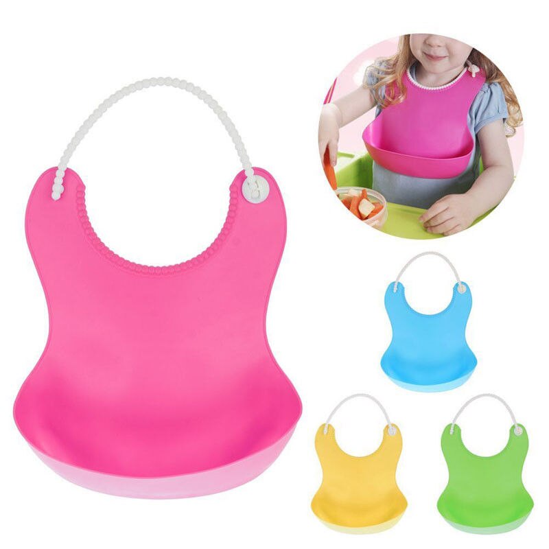 Soft Bib Waterproof Silicone Baby Bib Washable Roll Up Crumb Catcher Feeding Eating Baby TPE Compact Attractive Safety