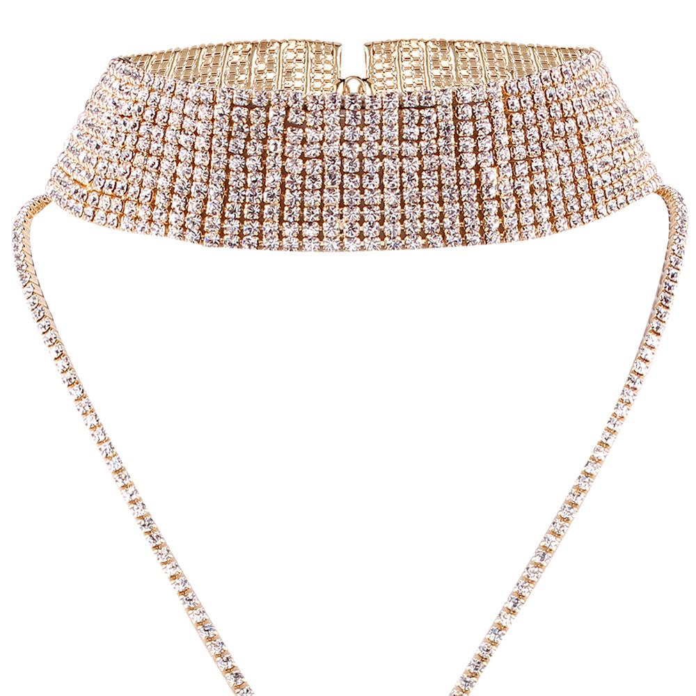 Rhinestone Gold Verzilverd Supernatural Luxe Crystal Sieraden Accessoires Dikke Verklaring Chocker Kettingen Collier
