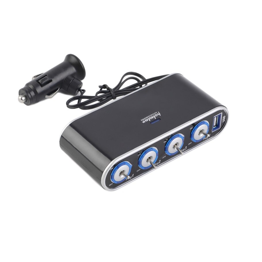 4 Manier Multi Socket Autolader Voertuig Auto Sigarettenaansteker Splitter & Dual Usb-poorten Plug adapter 12V 24V