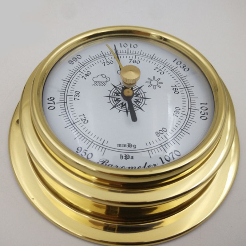4 Inches 4 PCS/set Thermometer Hygrometer Barometer Watches Clock Copper Shell Zirconium Marine for Weather Station 62KD