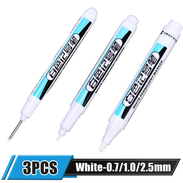 5/1Stck Fettige Weiße Marker Stift Graffiti Stifte Wasserdicht dauerhaft Gel Bleistift Reifen Notizbuch Glas Malerei Stift 0,7mm 1mm 2,5mm: Schwarz