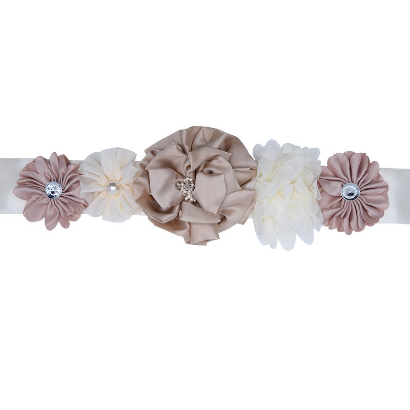 Fajín de cinturón de para boda, cinturones de vestir florales de poliéster para mujer, fajín de flores para boda y novia, cinta de satén, cinturón de flores YYY8077: Design3