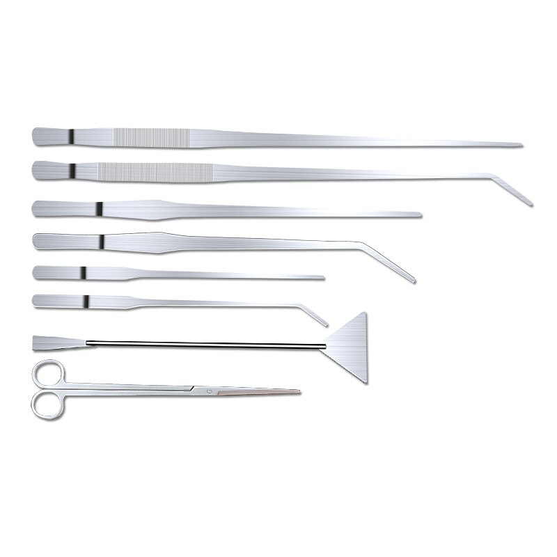 Aquarium recht gebogen pincet schaar algenkrabber roestvrij staal aquarium planten gereedschap