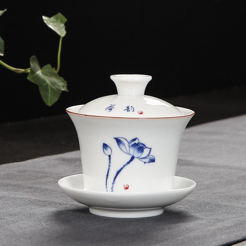Keramisk gaiwan tesæt te terrin kinesisk kungfu tekopper porcelæn teskål ware terrin keramik tekopper tekander gai wan sæt: 2