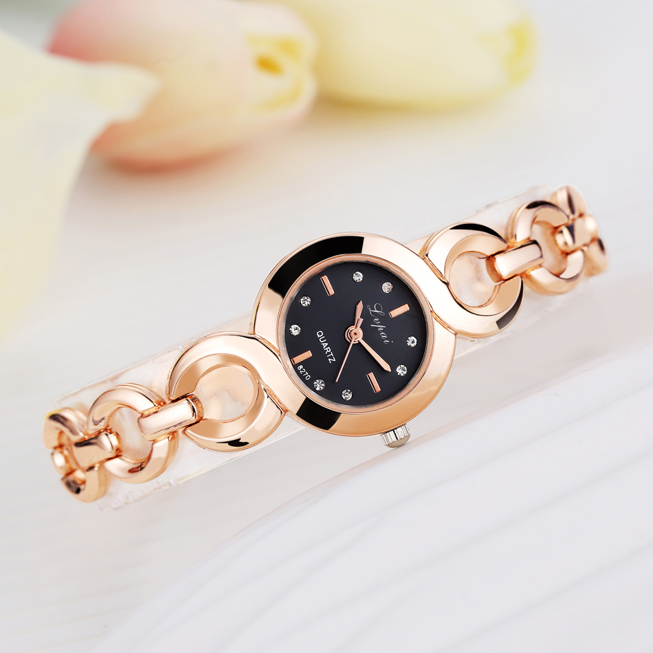 Lvpai Brand Rose Gold Luxury Women Dress Watches Girls Quartz Watch Bracelet Watch Ladies Crystal Round Wristwatch