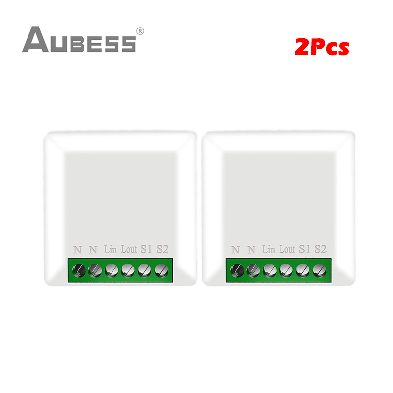 Tuya ZigBee 3.0 Mini Smart Switch Supports 1/2 Way Control Work With Ewelink SmartThings ZigBee2mqtt Hubitat Alexa Google Home: 2Pcs