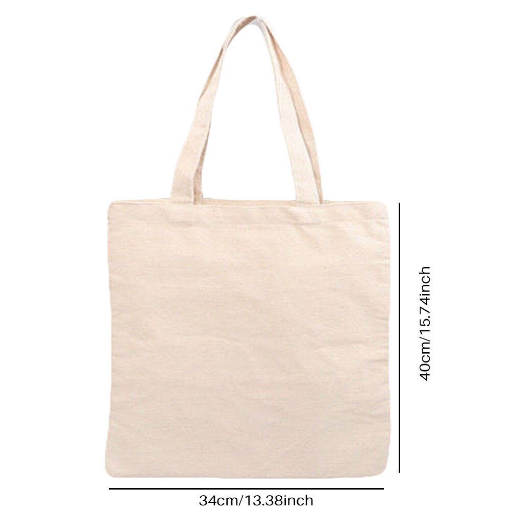 DIY Blank Canvas Shopping Bag Eco Reusable Foldable Shoulder Bags Beige Unisex Causal Handbag Tote Bag