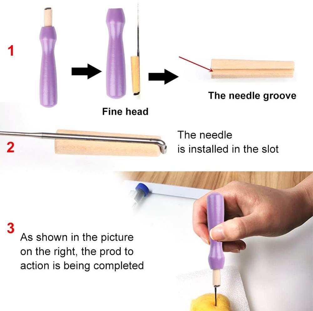 LMDZ 3 Sizes Felting Needles, 43 Pieces Felting Tools, Needle Felting Tools with Wood Handle, Awl, Instruction for Needle Felt