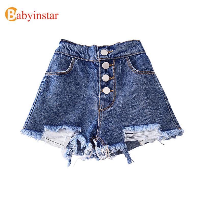 Babyinstar Girls Denim Shorts Kids Wear Short Summer Girls Holes Shorts Pants Children Clothes Shorts Jeans