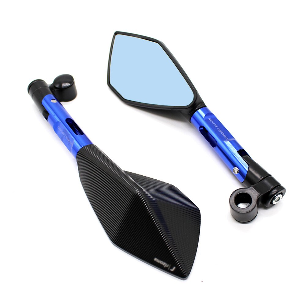1 paar Motorfiets Accessoires Spiegels Motor CNC Aluminium Achteruitkijkspiegel Zijspiegel Wit Blauw Lens Motor Spiegels Universele: Blue (blue lens)