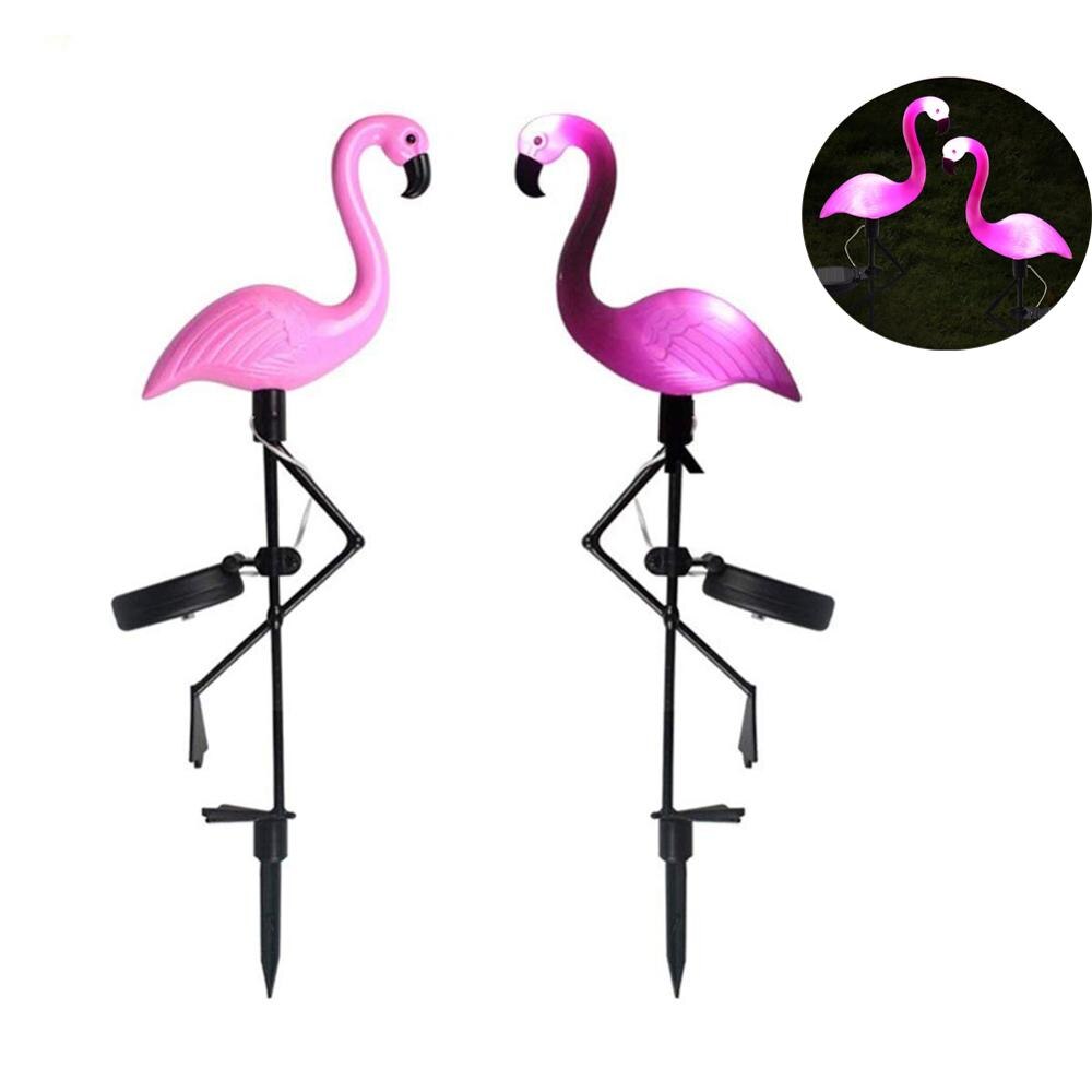 Solar flamingo pæl lys lanterne sol drevet gang lys vandtæt udendørs sol lys plæne gård lampe til haven terrasse: 2 stk