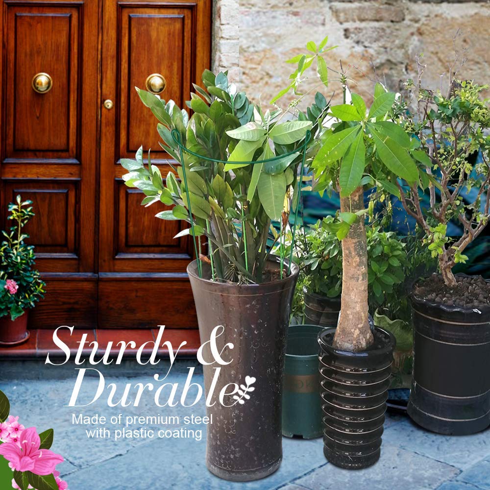 Garden Support Stake, 2-Pack Half Round Metal Garden Plant Supports, Garden Plant Support Ring, Border Support