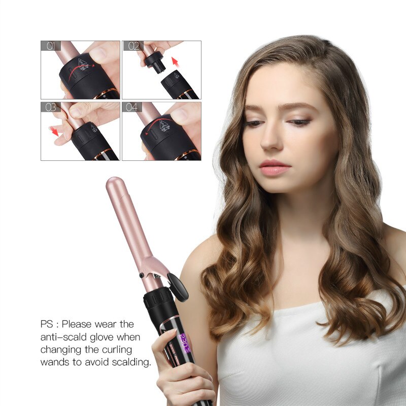 Multifunctionele Hair Curler Set Met 5 Verwisselbare Vaten 5 In 1 Krultangen Set Met Hittebestendige Handschoen 30