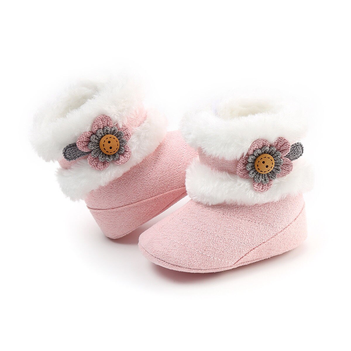 Emmababy Casual Peuter Winter Warm Baby Anti Slip Meisjes Bloem Schoenen Snowboots Schoenen Booties Slippers: Roze / 0-6 months