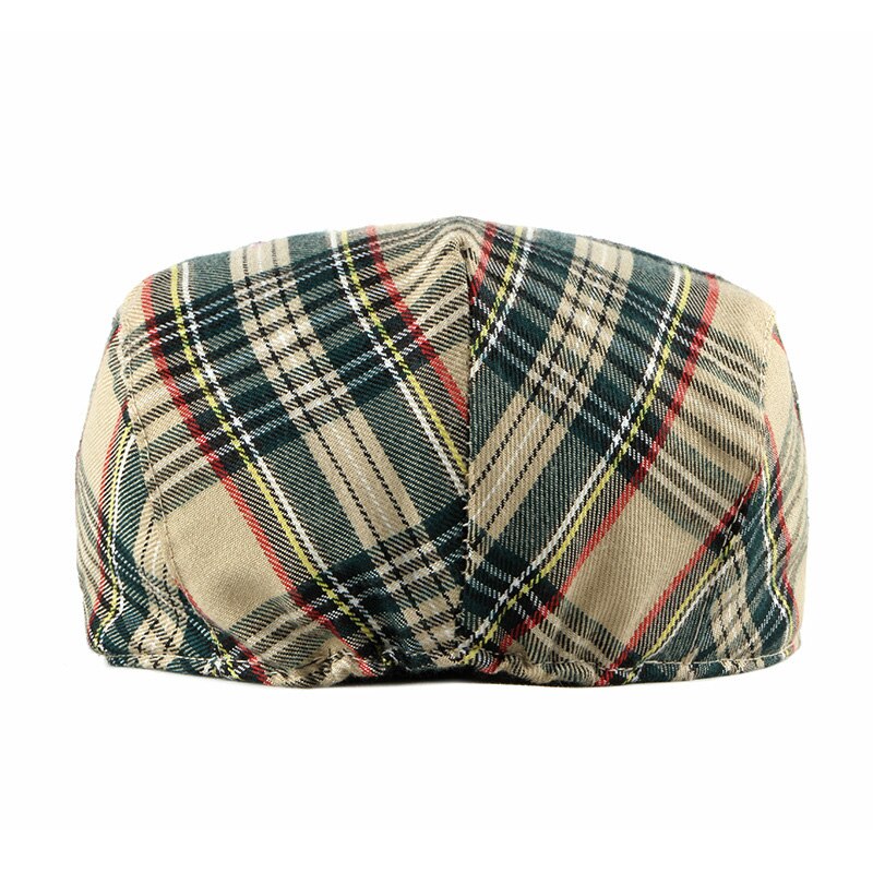 Gorro Formal informal de algodón para hombre y mujer, Boina clásica a cuadros, color verde y rojo, Estilo Vintage, para verano, FS