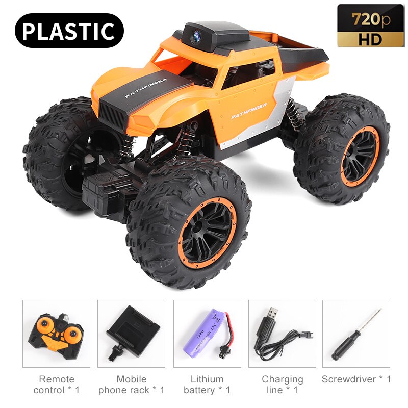 Rc Auto Met Camera Hd 2.0mp Wifi Bounce Auto Peg SJ88 4CH 2.4 Ghz Springen Sumo Met Flexibele wielen Afstandsbediening Fswb: Plastic Yellow 1B2MP