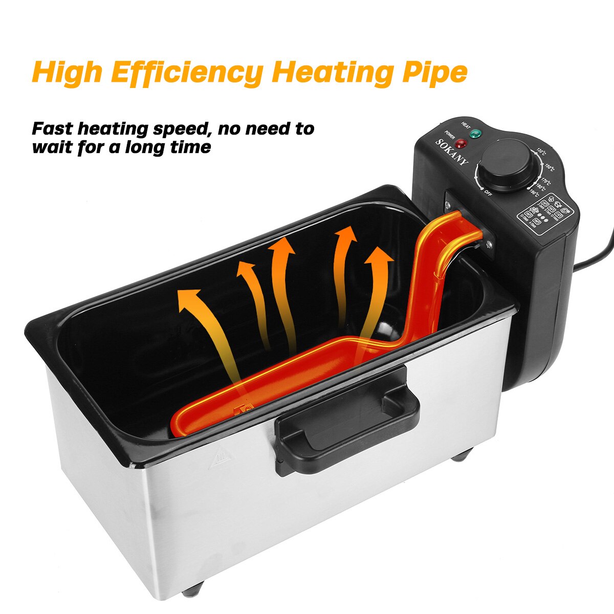 Heavy Duty Stainless Steel Electric Deep Fryer Commercial Home Kitchen Frying Chip Cooker Basket for Buffalo Wings 3L 2000W