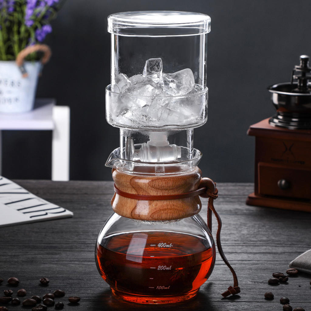 High Borosilicate Glass Cold Drip Coffee Maker Espresso Coffee Dripper Pot Ice Drip Coffee Pot for Cafe Kitchen Travel Hotel