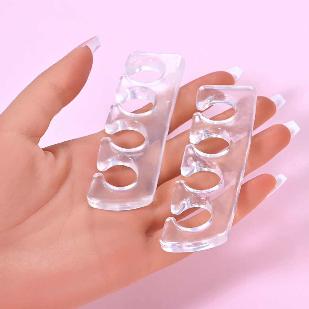 Separador de dedos de silicona suave, 2 uds., (1 par), 5 colores, espaciadores flexibles para dedos de los pies para esmalte de uñas, herramientas de pedicura