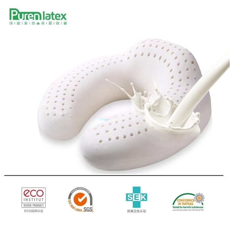Purenlatex 27X27 U-vorm Latex Reizen Kussen Nek Kussen Geheugen Rebound Kantoor Kussen Cervicale Wervelkolom Beschermen Hoge Rug
