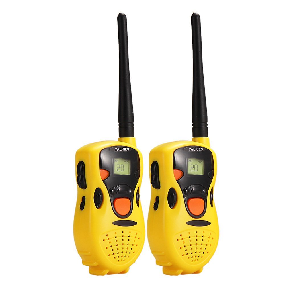 Mach-pakket van twee draagbare walkie-talkies voor kinderen, speelgoed, educatieve spellen, geel