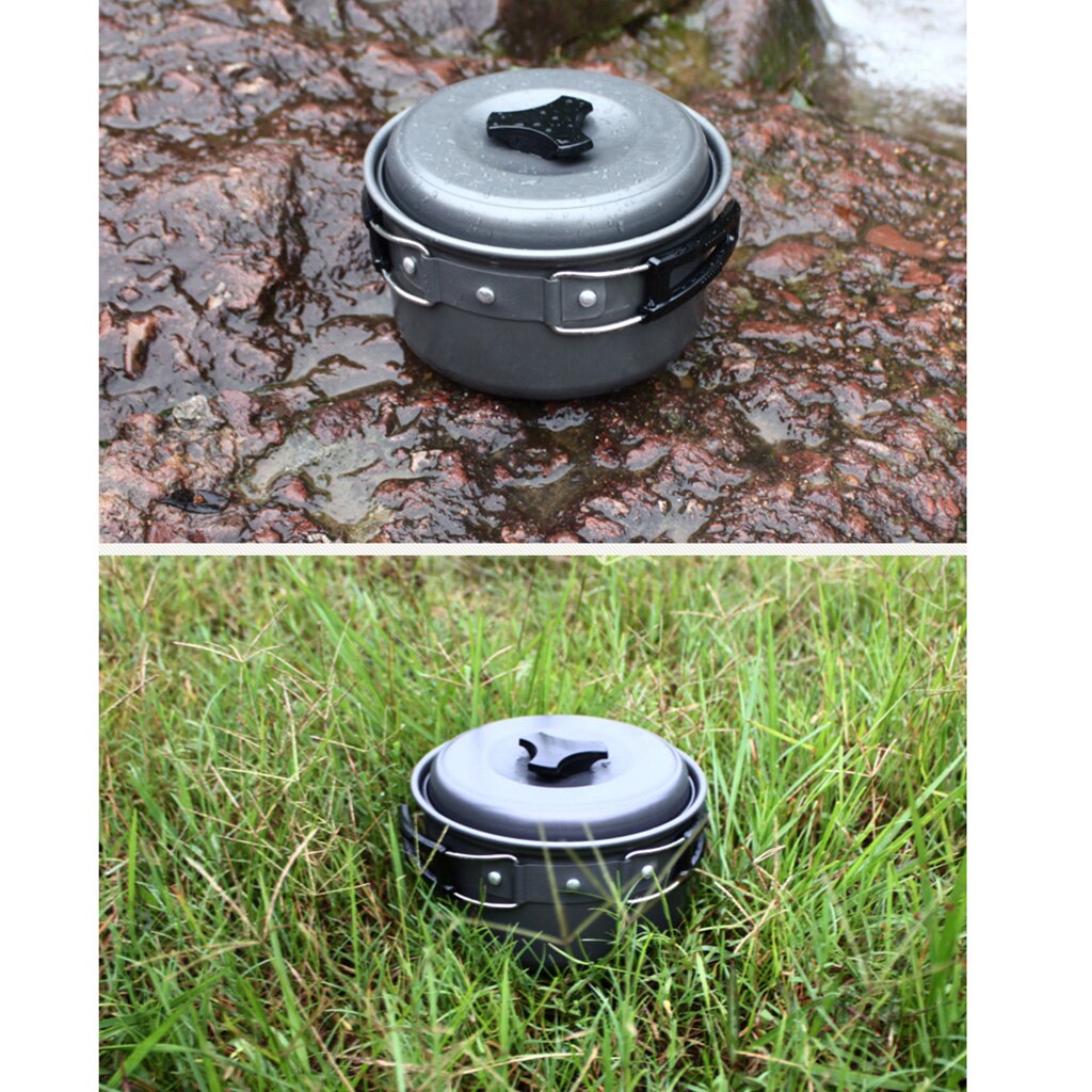 Foldable Outdoor Camping Cooking Stove Pan Cookset Cooking Utensil Picnic Cooking Pot Cookware Cooking Supplies