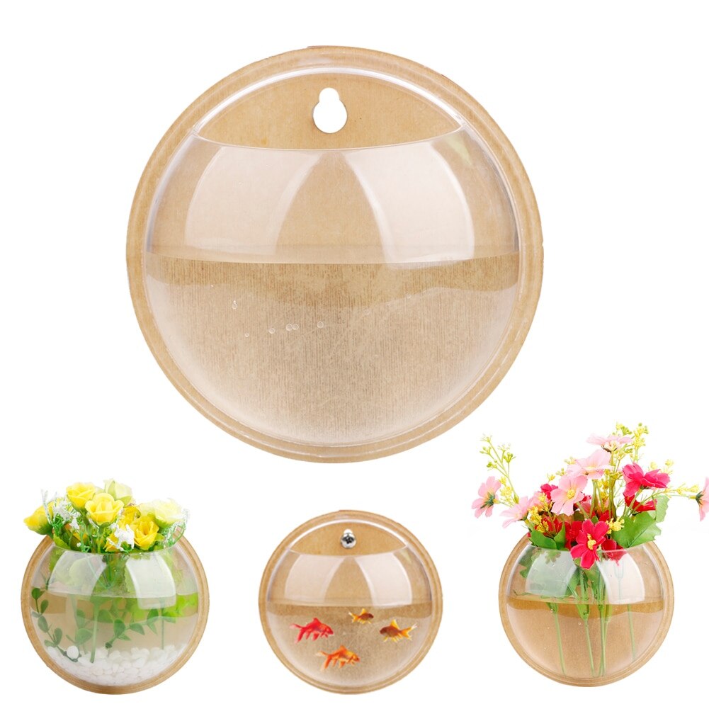 Acrylic Fish Bowl Wall Hanging Aquarium Tank Aquatic Wall Mount Fish Tank For Betta Fish Flower Plant Vase Home Decor