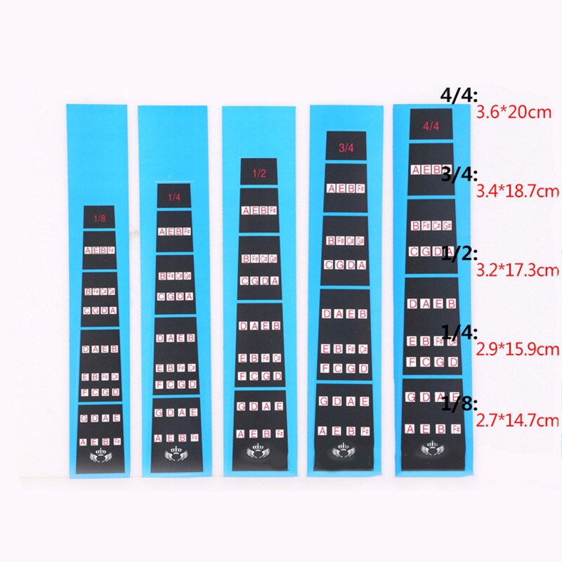 Violin Finger Guide Fingerboard Sticker 1/8 1/4 1/2 3/4 4/4 Violin Intonation Label Fretboard Chart for Kid Practice Beginners