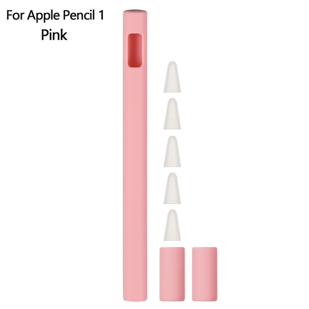 1 Juego de estuche para lápices de silicona, cubierta de la pluma táctil, Carcasa protectora para lápiz Apple 2/1: For Pencil 1 Pink