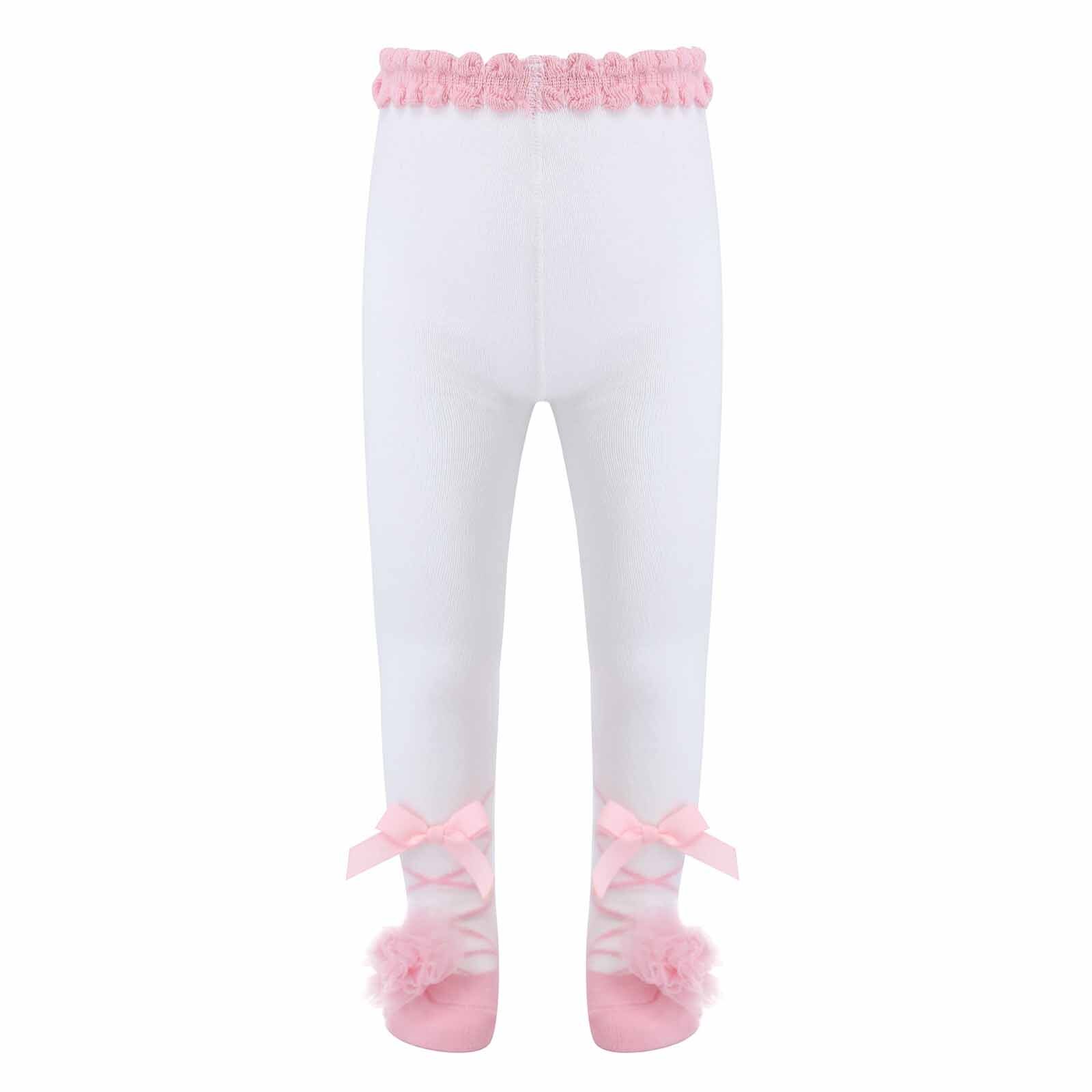 Medias de algodón para bebé niña, medias de punto con lazo de encaje de princesa, pantimedias de bebé recién nacido, ropa de 0 a 24M: Pink / 18-24M