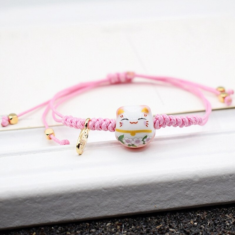Handgemachte Bunte Seil Glück Katze Einstellbar Armbinde Für Frauen Mädchen Einfache Nette Keramik Armbinde Süße Armreifen: BL5331PK