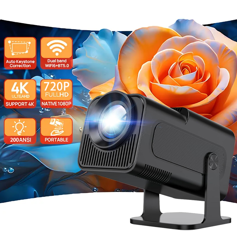 HY320 Mini Weißer Videoprojektor mit Android 11.0-System, 180 °   Einstellbare Drehung & 200 ANSI & Dual WIFI6 Projektor hy300 Projektor