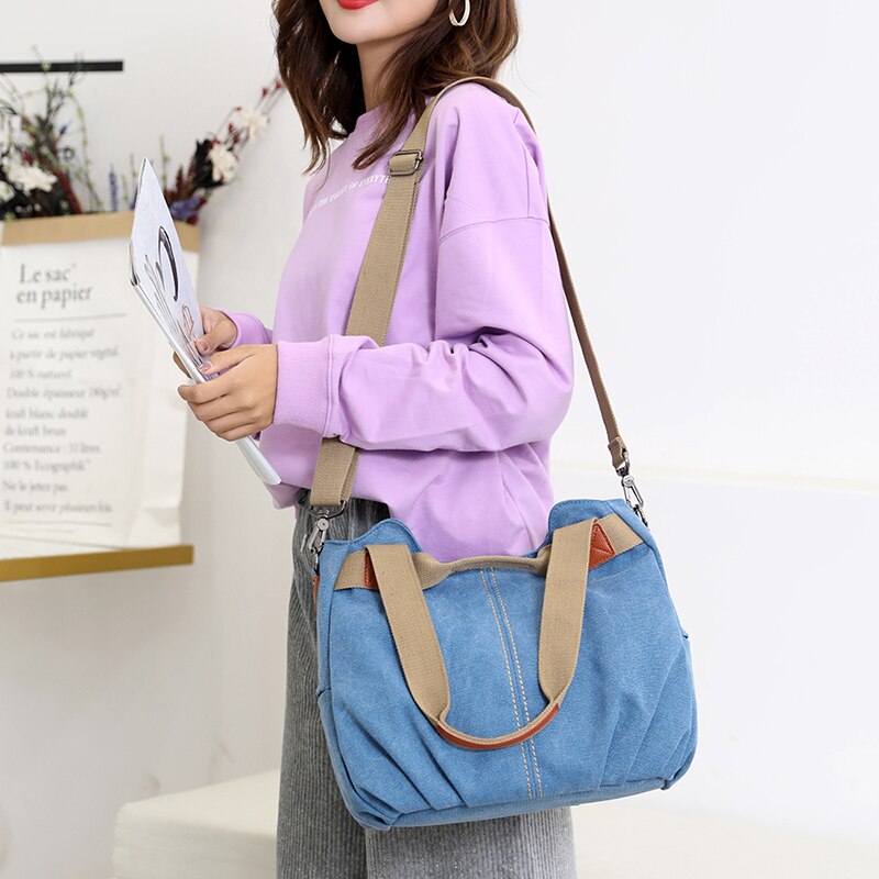 13 kleuren Mode Vrouwen Canvas Handtassen Messenger Tassen Vrouwelijke schoudertassen Dames Crossbody Tote Bag Bolsas