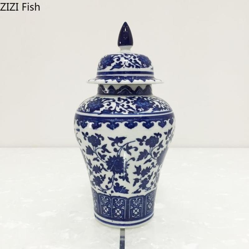 Tetera de cerámica de porcelana azul y blanca, decoración de granos de café y té, tanque de almacenamiento sellado, tanque de almacenamiento clásico para el Hogar, Nueva