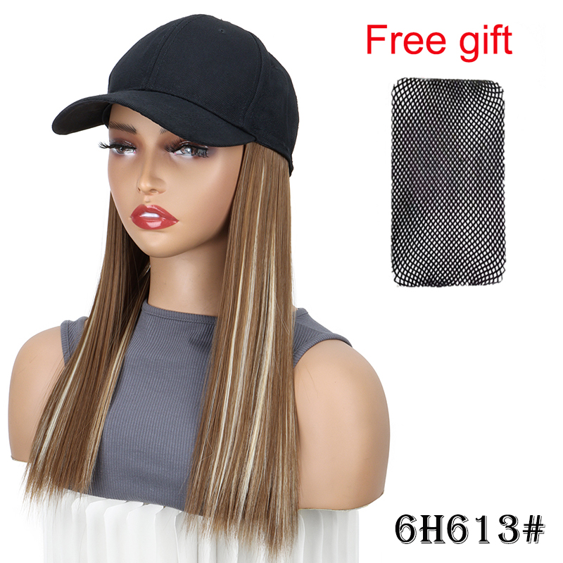 Pelucas sintéticas de 18 pulgadas de largo y recto estilo deportivo gorra de béisbol extensión de cabello cómoda ajustable para mujeres uso diario: #4